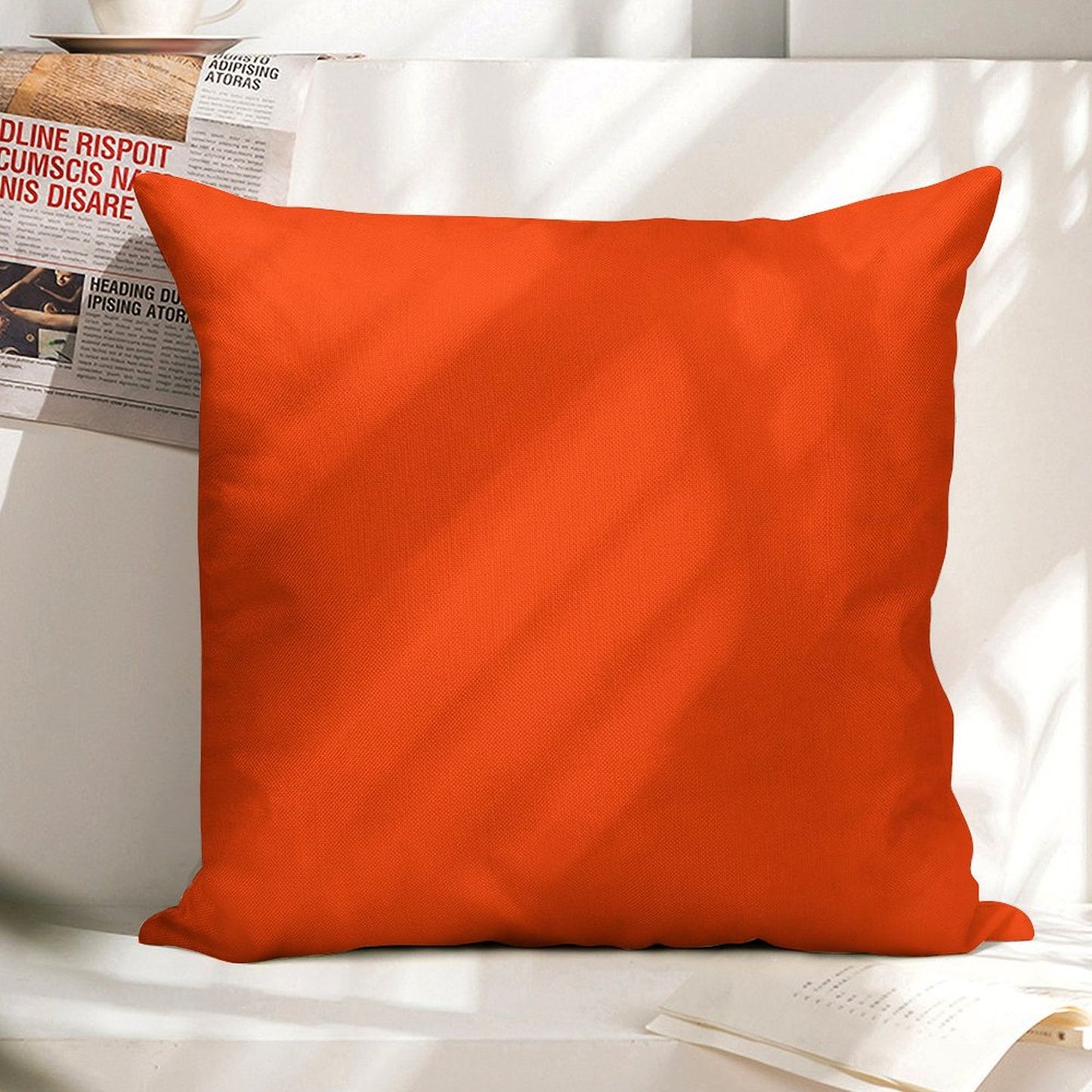 Bright Fluorescent Attack Orange Neon Linen Throw Pillow Cover
