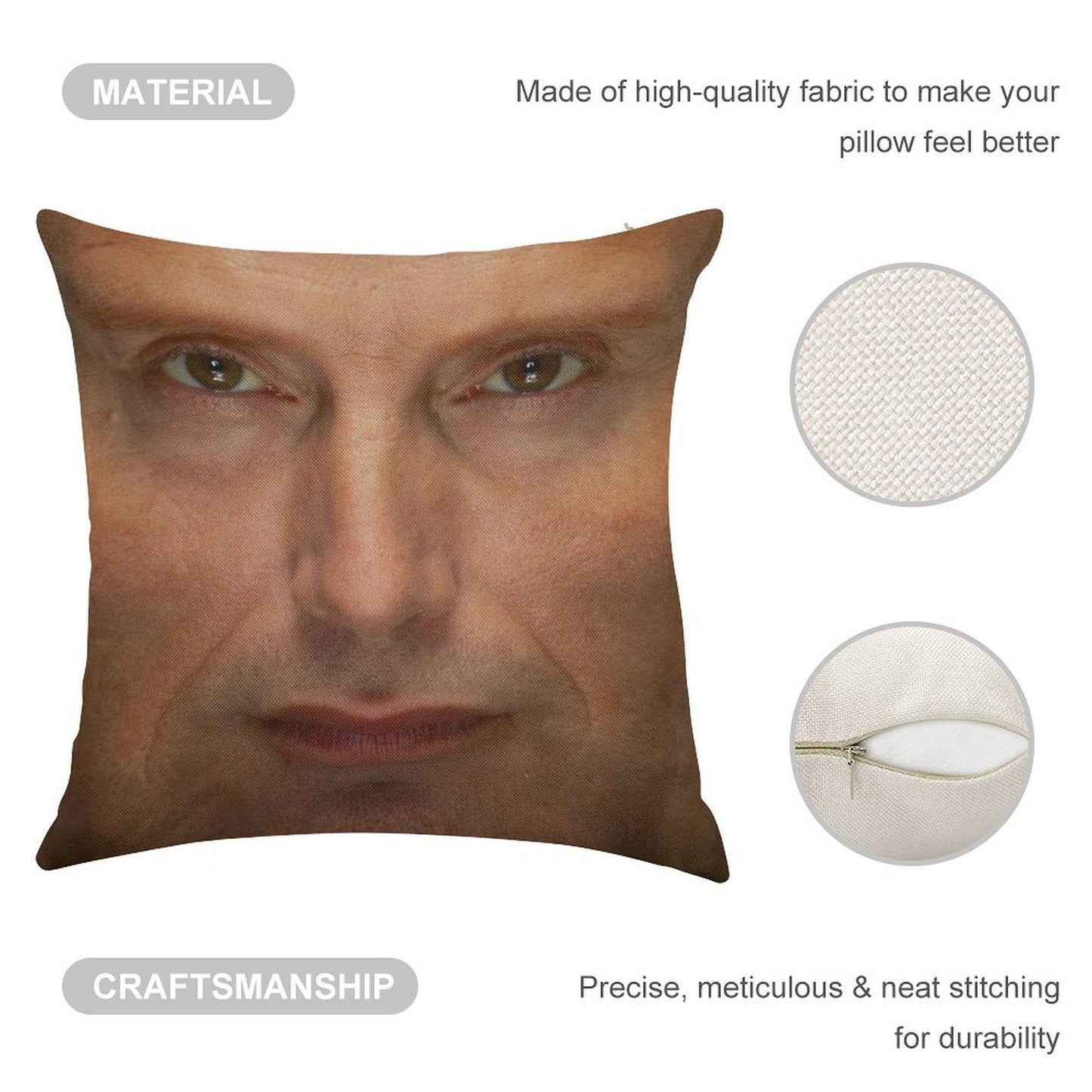 Mads Mikkelsen Face Throw Pillow Linen Throw Pillow Cover