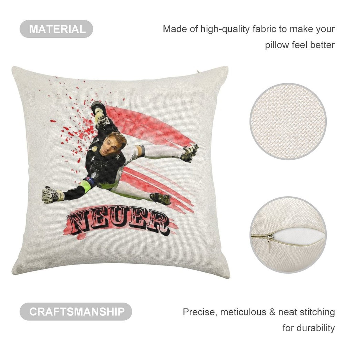 Manuel Neuer Linen Throw Pillow Cover