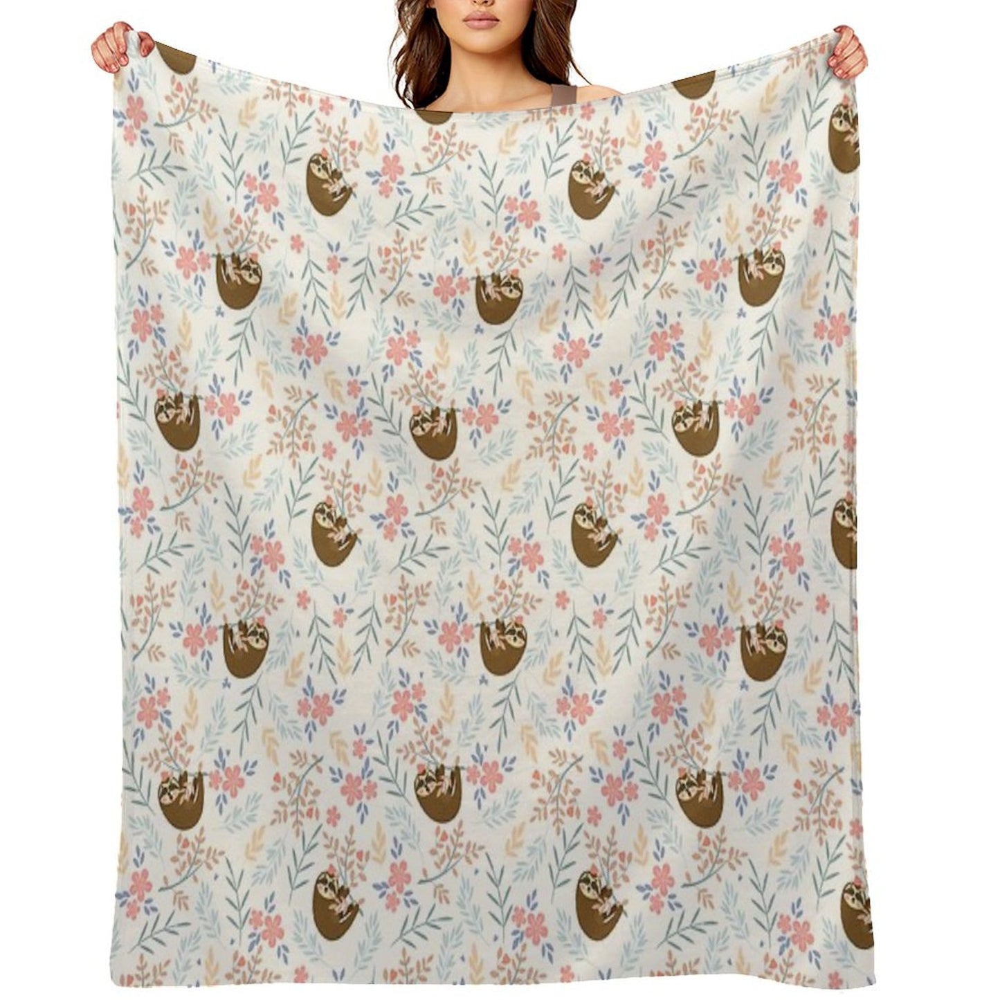 Baby Flower With Sloth Throw Blanket