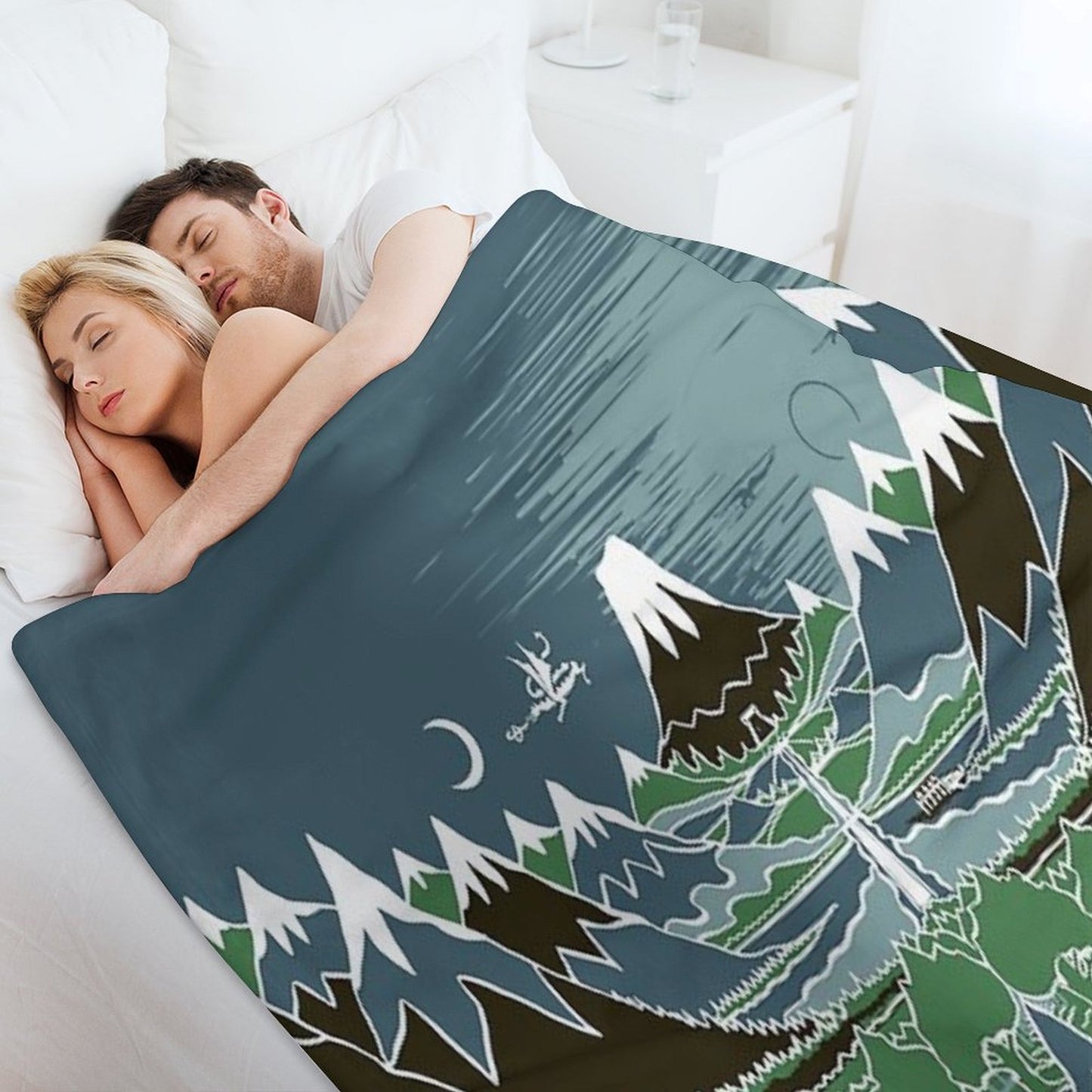 Midnight Forest Mountain Path in The Style of J.R.R.Tolkien Throw Blanket