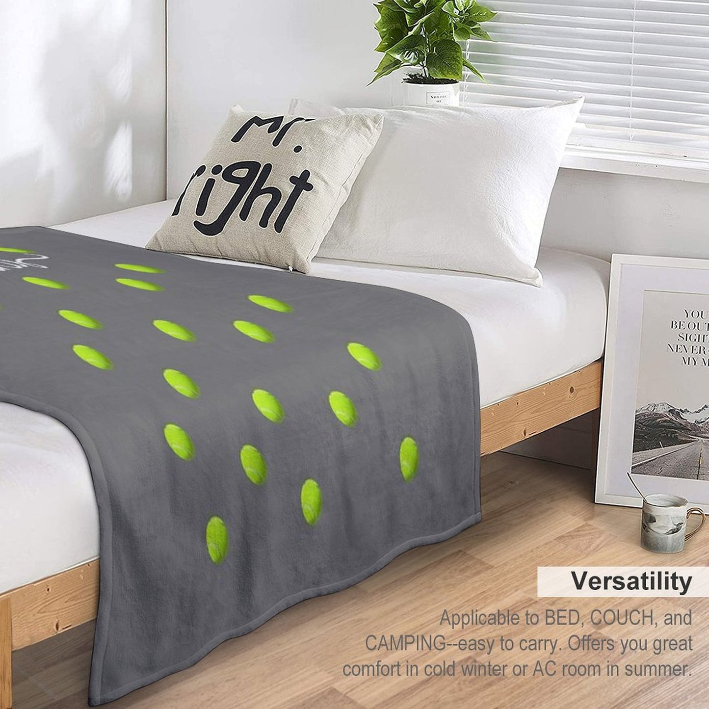 Top Fun Tennis Ball Spots Design Throw Blanket