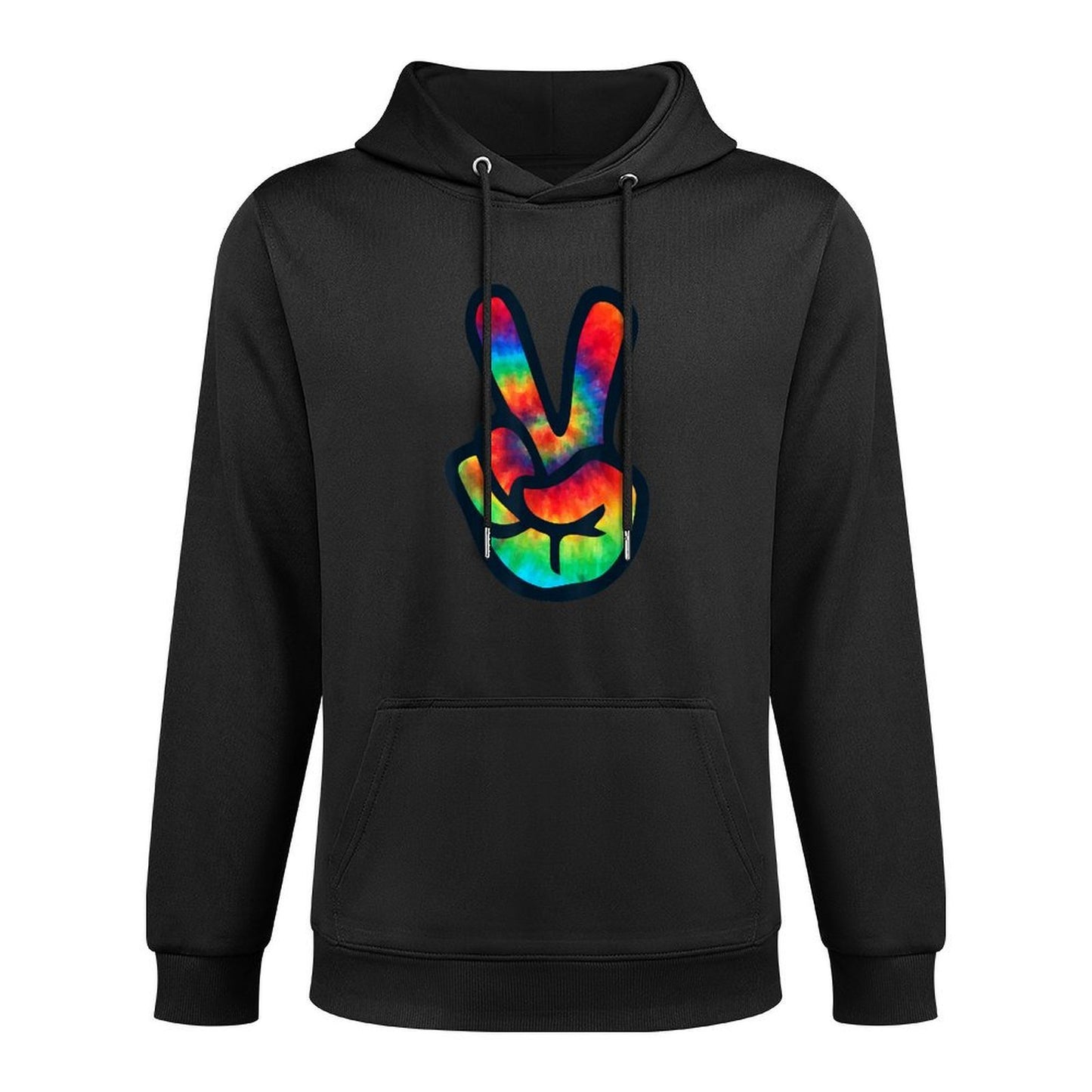 PEACE SIGN Hand Tie Dye Hippies Christmas V Kangaroo Pocket Hoodie
