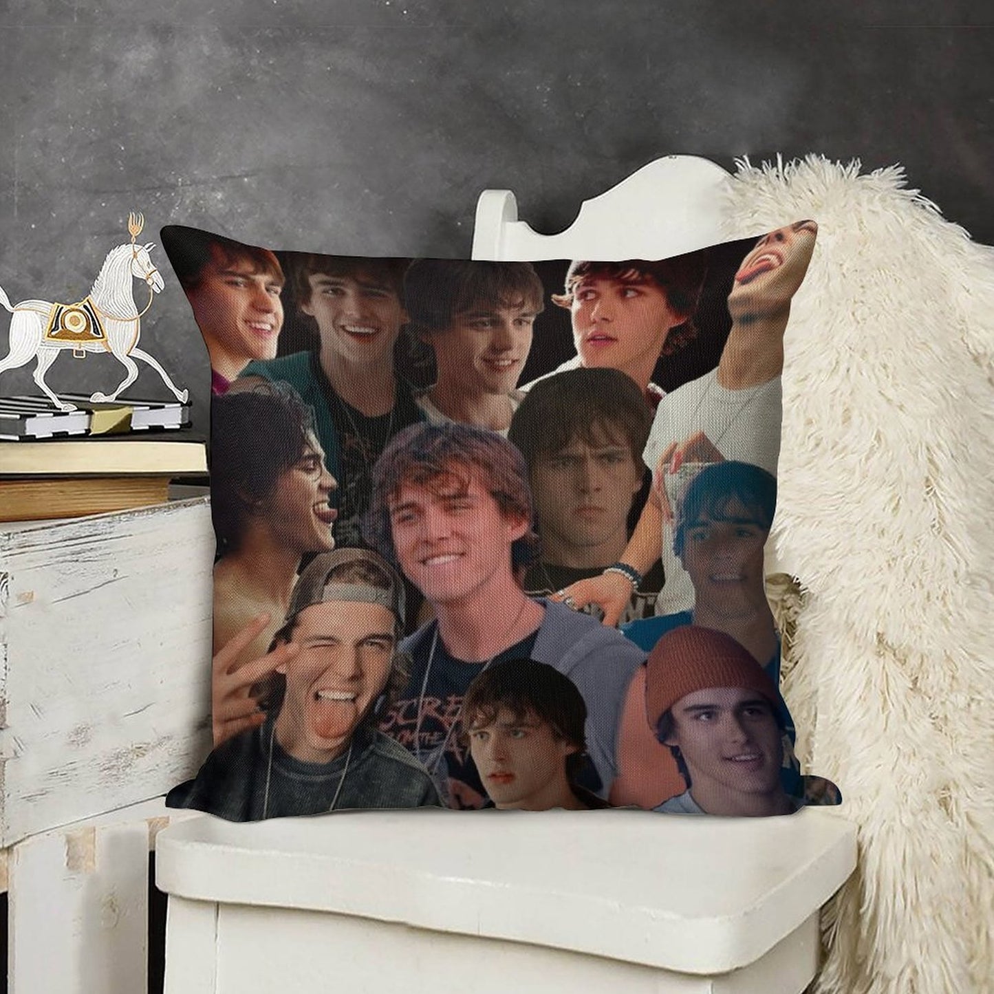 Charlie Gillespie Collage Linen Throw Pillow Cover