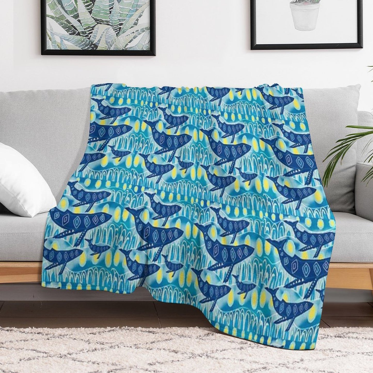 ' Gawura 'Whale Dreaming Throw Blanket