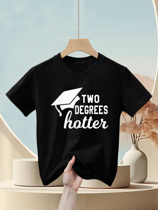 Funny Two Degrees Hotter Graduation Cap Diploma Graphic Kids T-Shirt