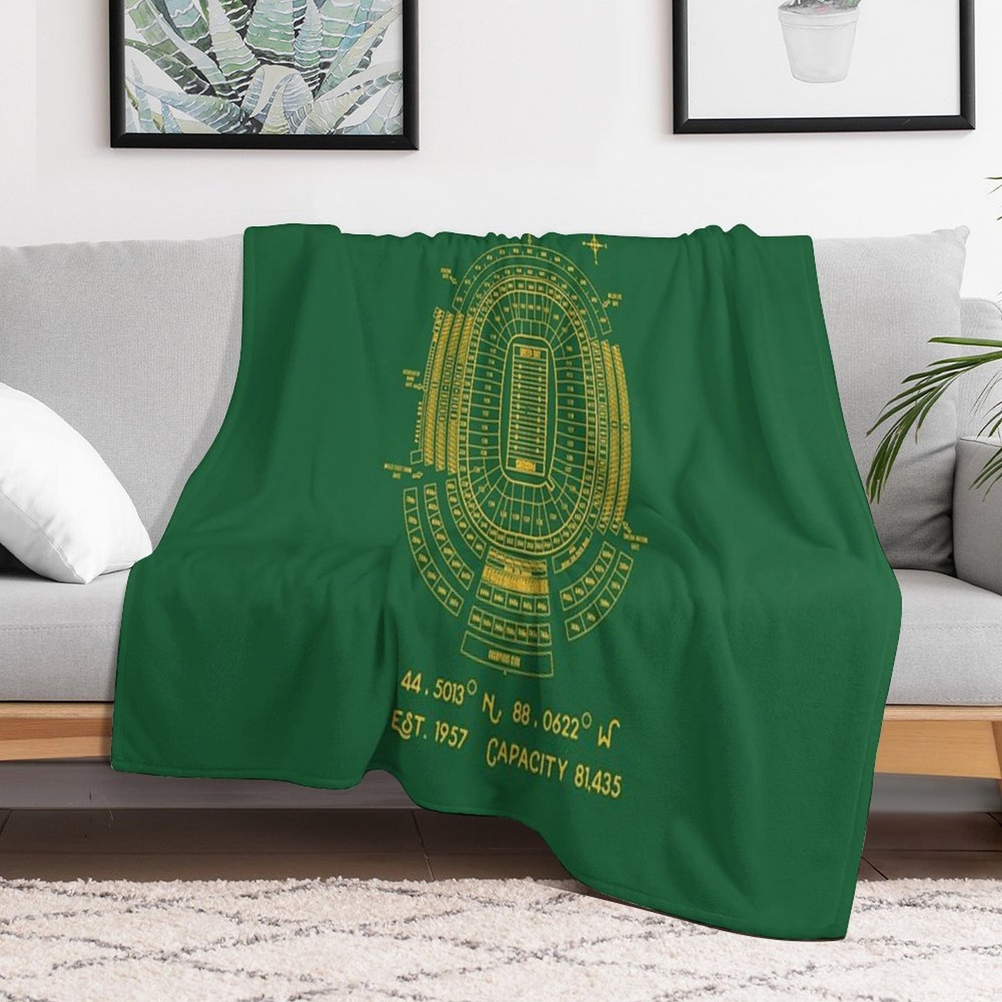 Green Bay Packers Lambeau Field Stadium Poster Print Throw Blanket