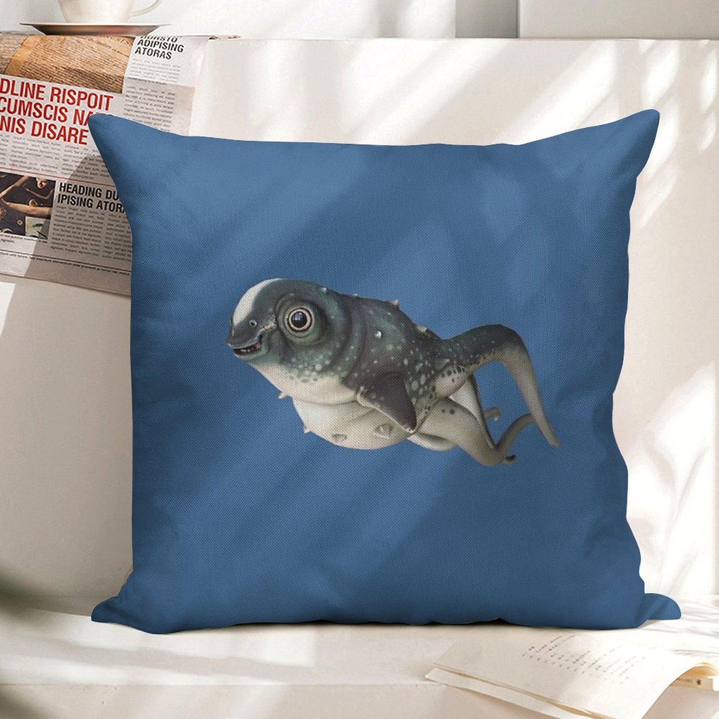 CuteFish Linen Throw Pillow Cover