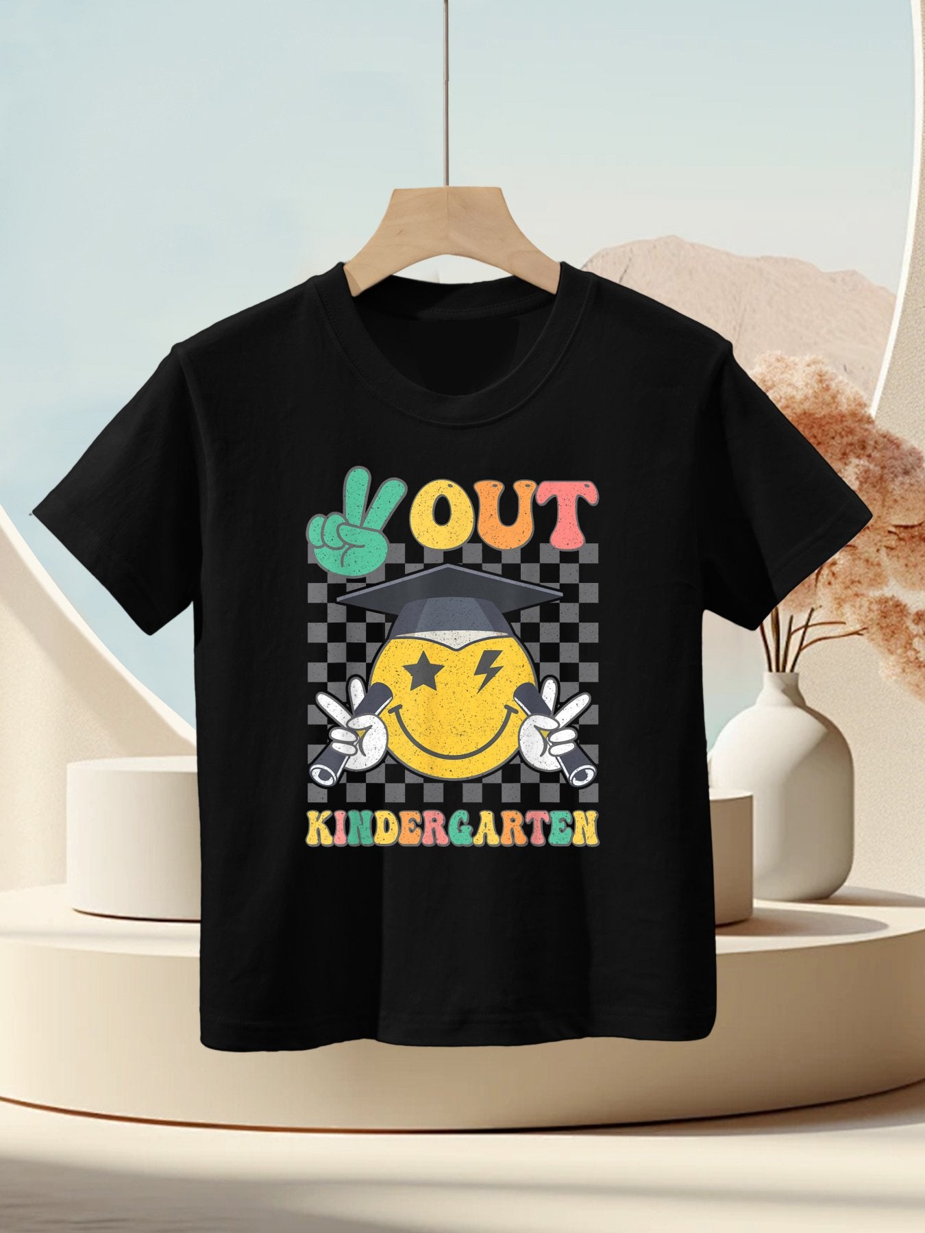 Peace Out KINDERGARTEN Graduation Smile Face Last Day School Kids T-Shirt
