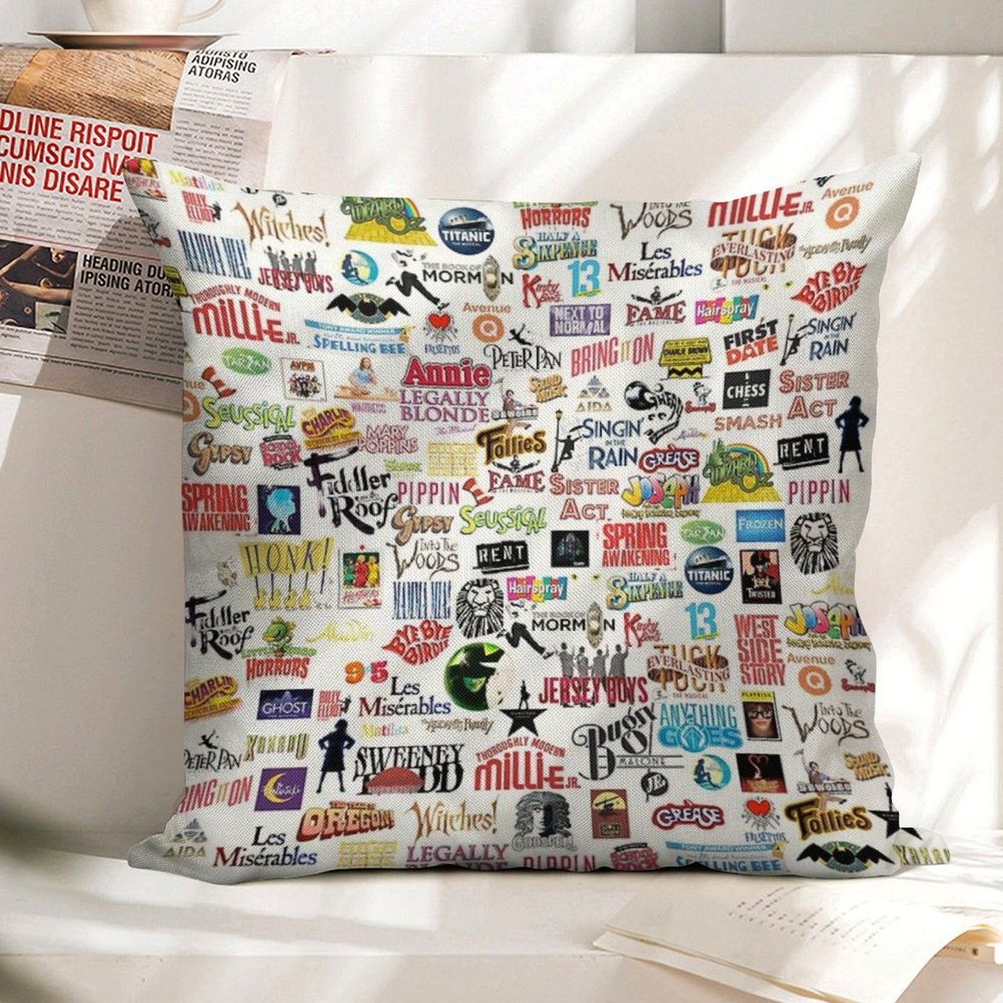 Musical Logos Linen Throw Pillow Cover