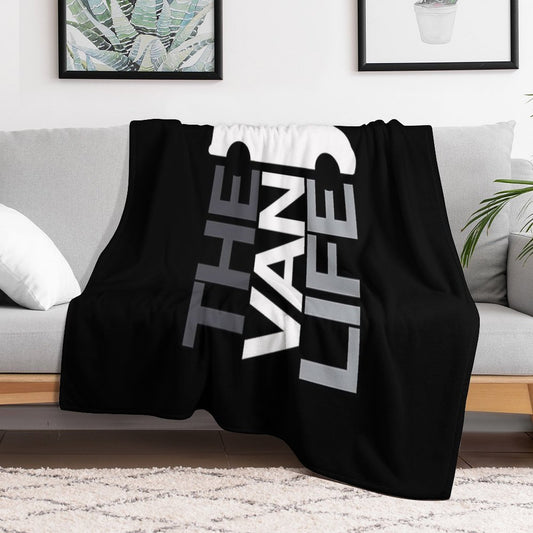 The Van Life Logo Greyscale Throw Blanket