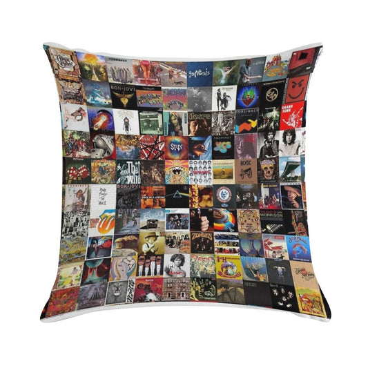Classic Rock Covers - Collage Soft Reinforced Edging Throw Pillow