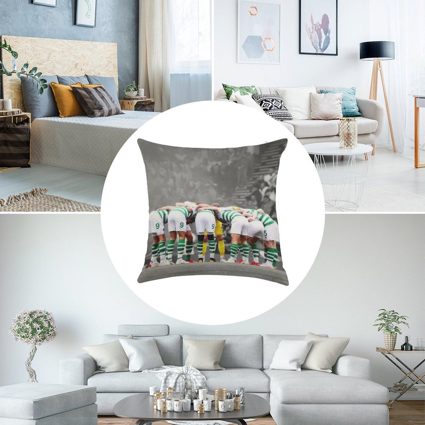 Celtic Fc Huddle Linen Throw Pillow Cover