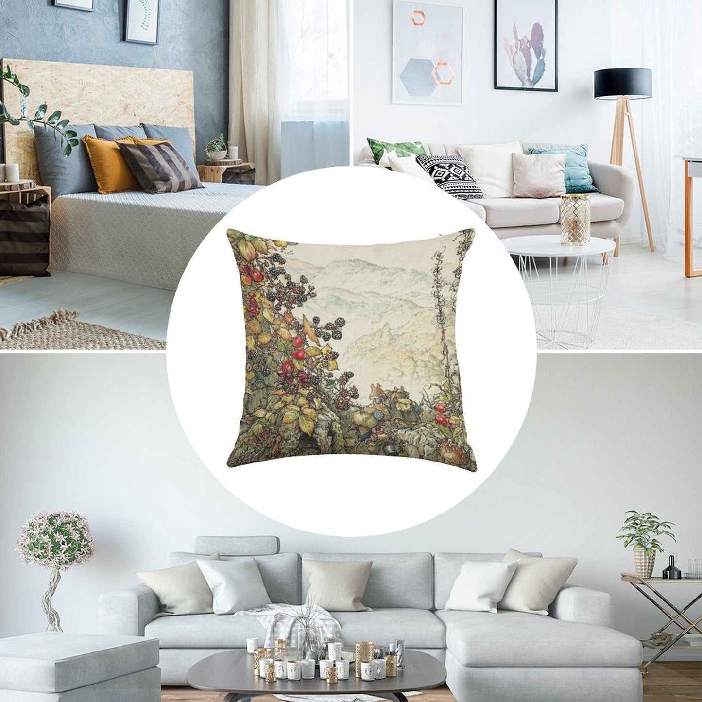 Walk to The High Hills Linen Throw Pillow Cover