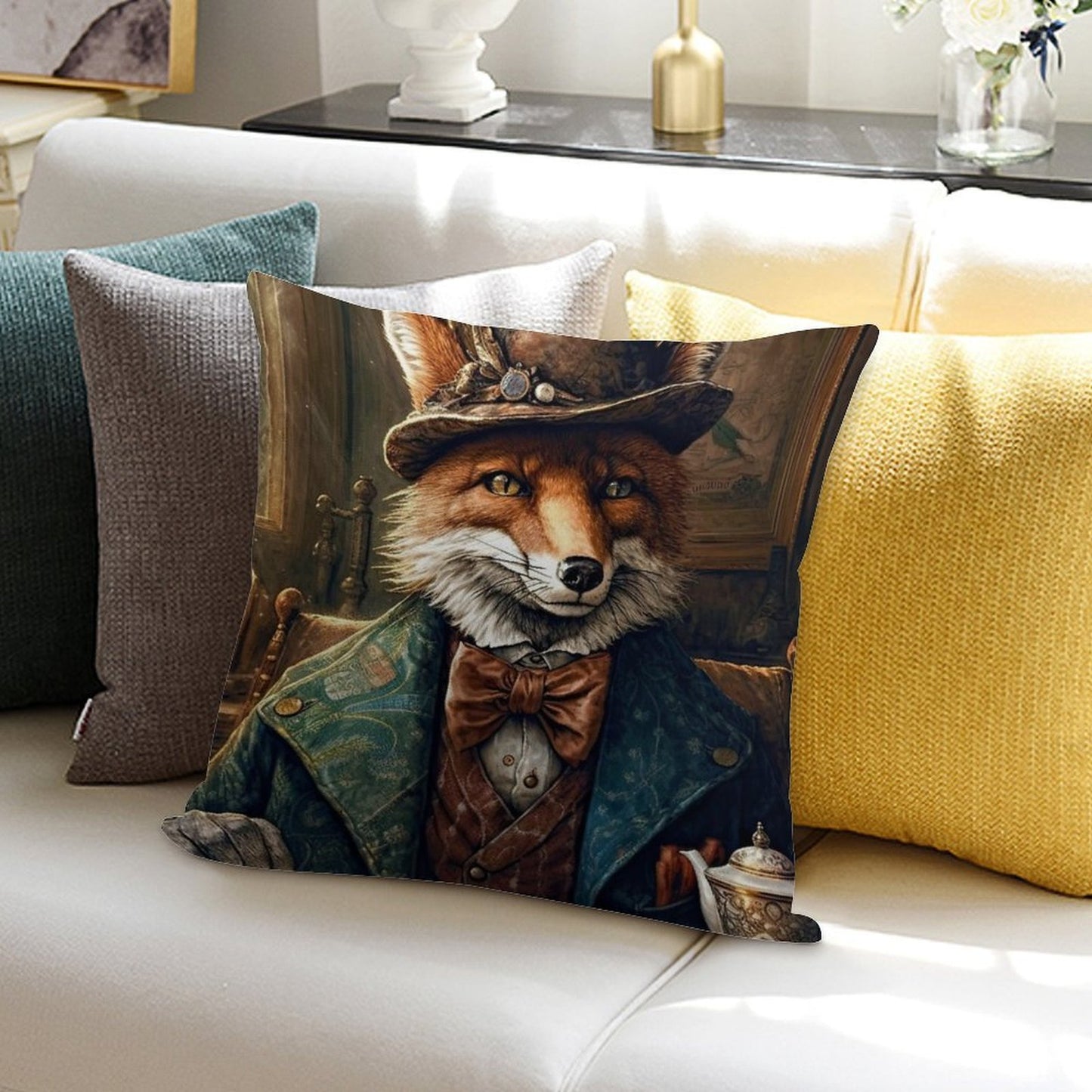 Vintage Victorian Style Mr Frederick Fox Soft Shrink-Resistant Throw Pillow