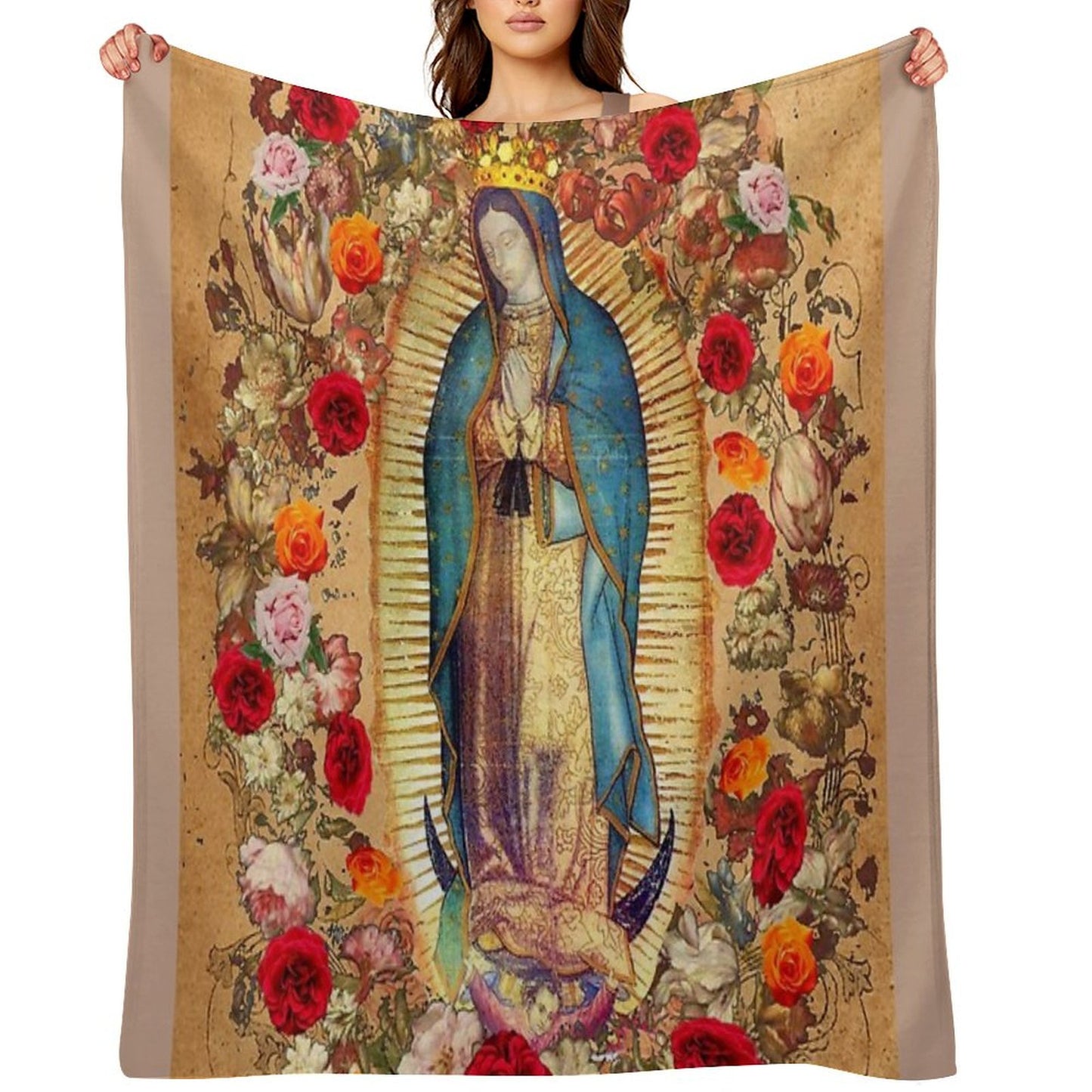 Our Lady of Guadalupe Virgin Mary Catholic Mexico Throw Blanket