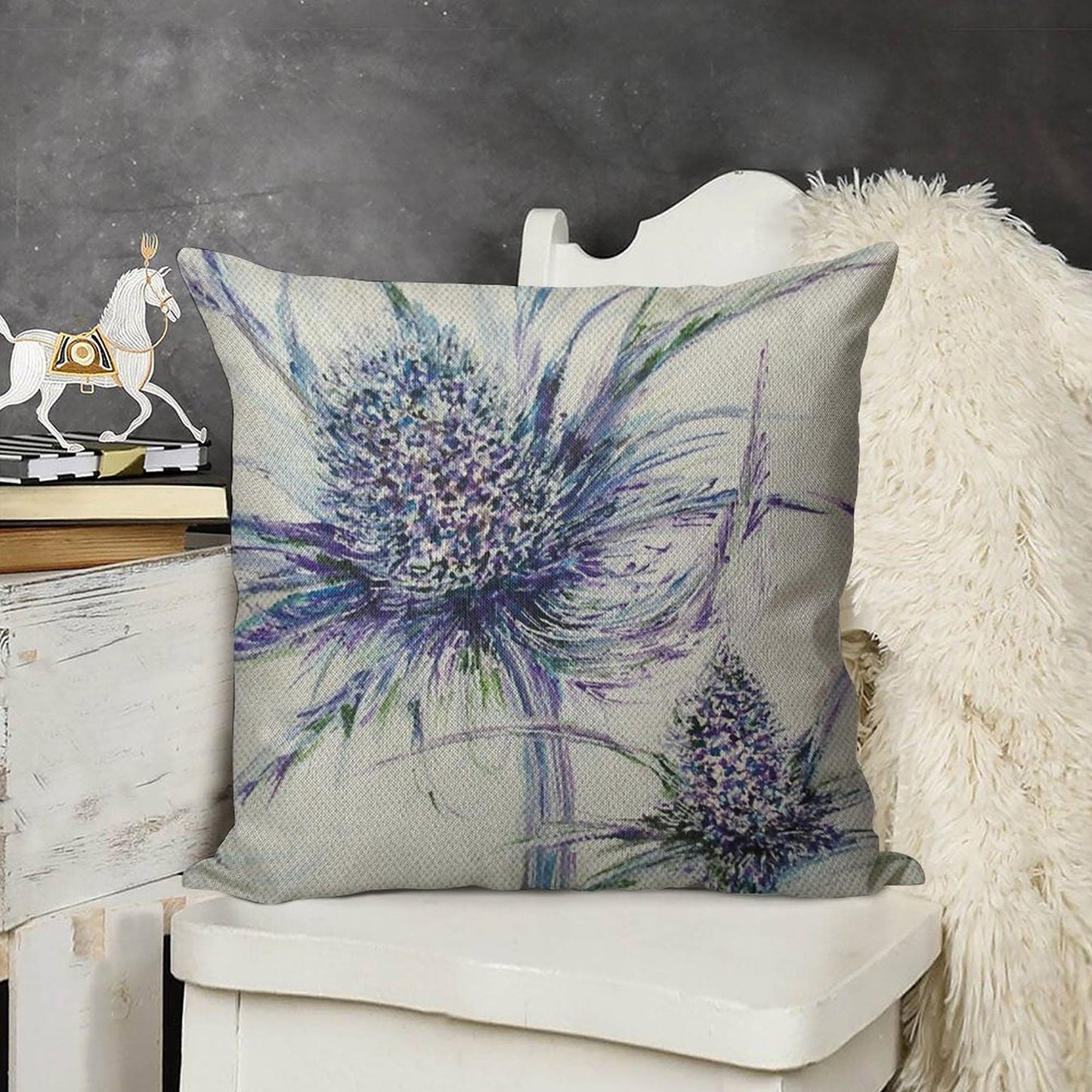 Wild Thistle Linen Throw Pillow Cover