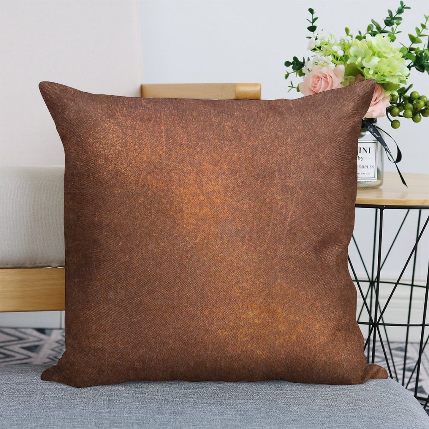 Old Metal Iron Rust Linen Throw Pillow Cover