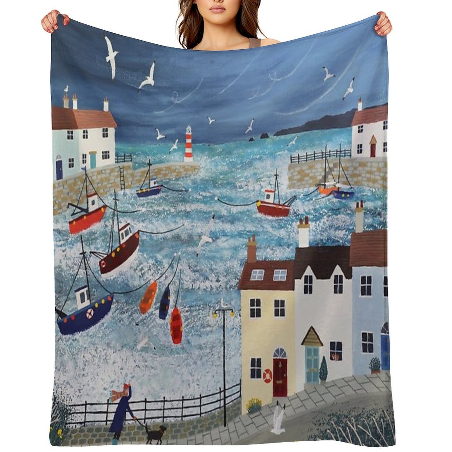 Stormy Harbour Throw Blanket