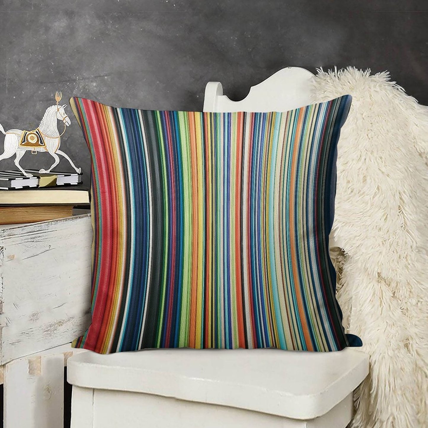 Multicolored Stripes Linen Throw Pillow Cover