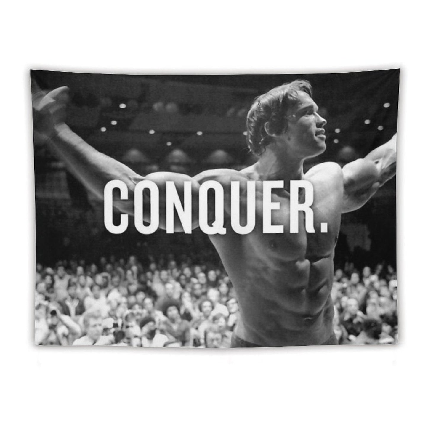 Arnold Schwarzenegger Conquer Motivational Fitness Tapestry