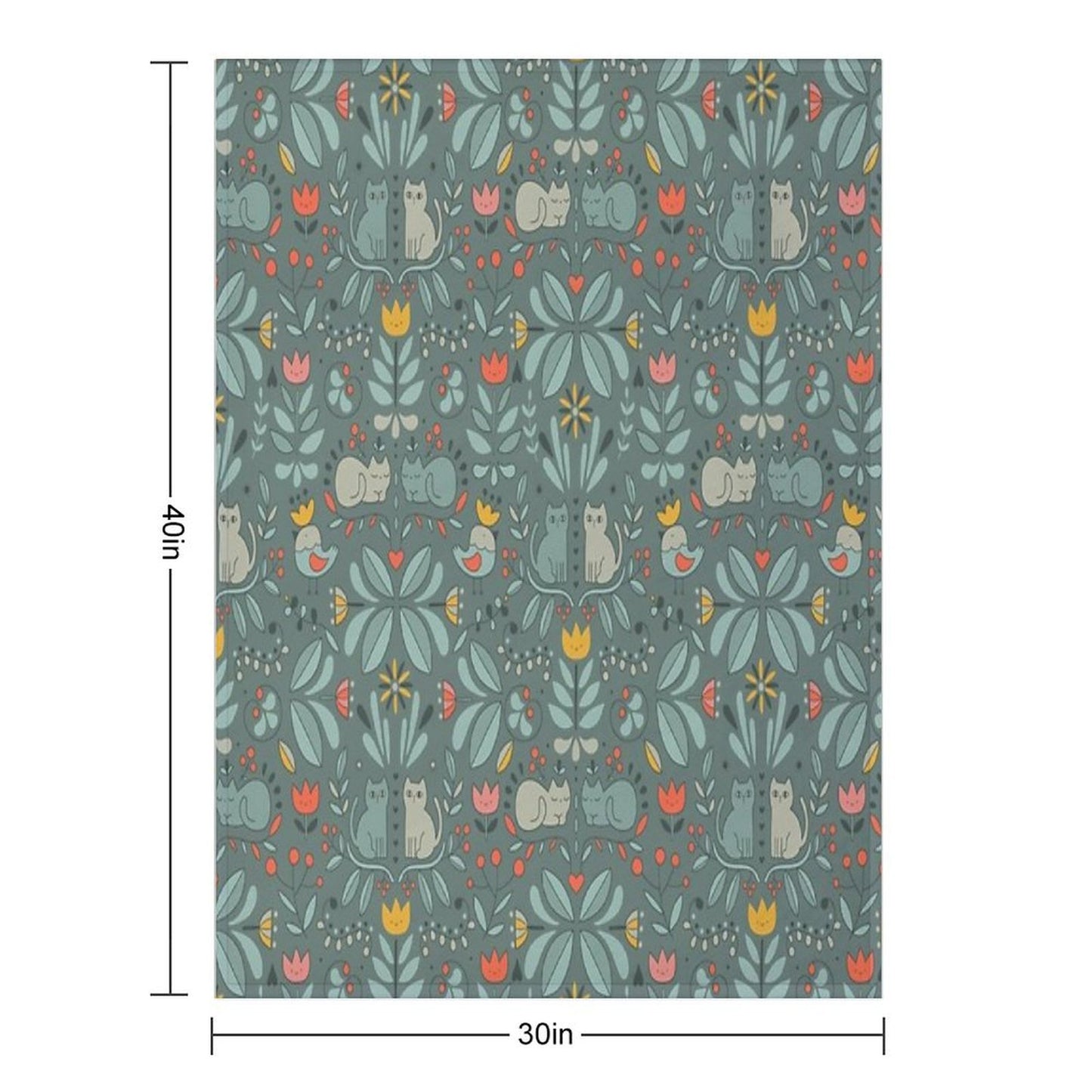 Swedish Folk Cats Throw Blanket