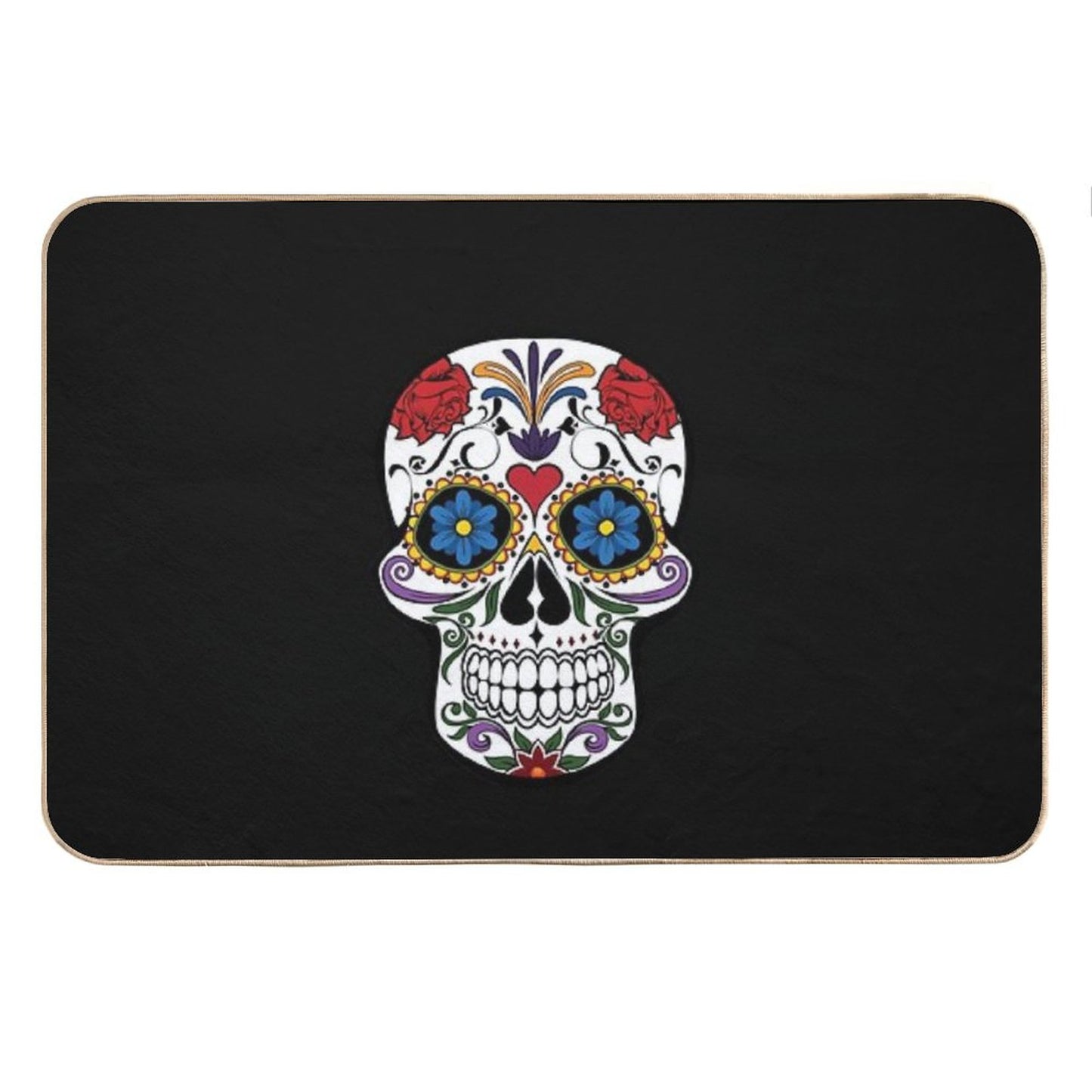 Halloween Skull Floral Rose Bath Mat