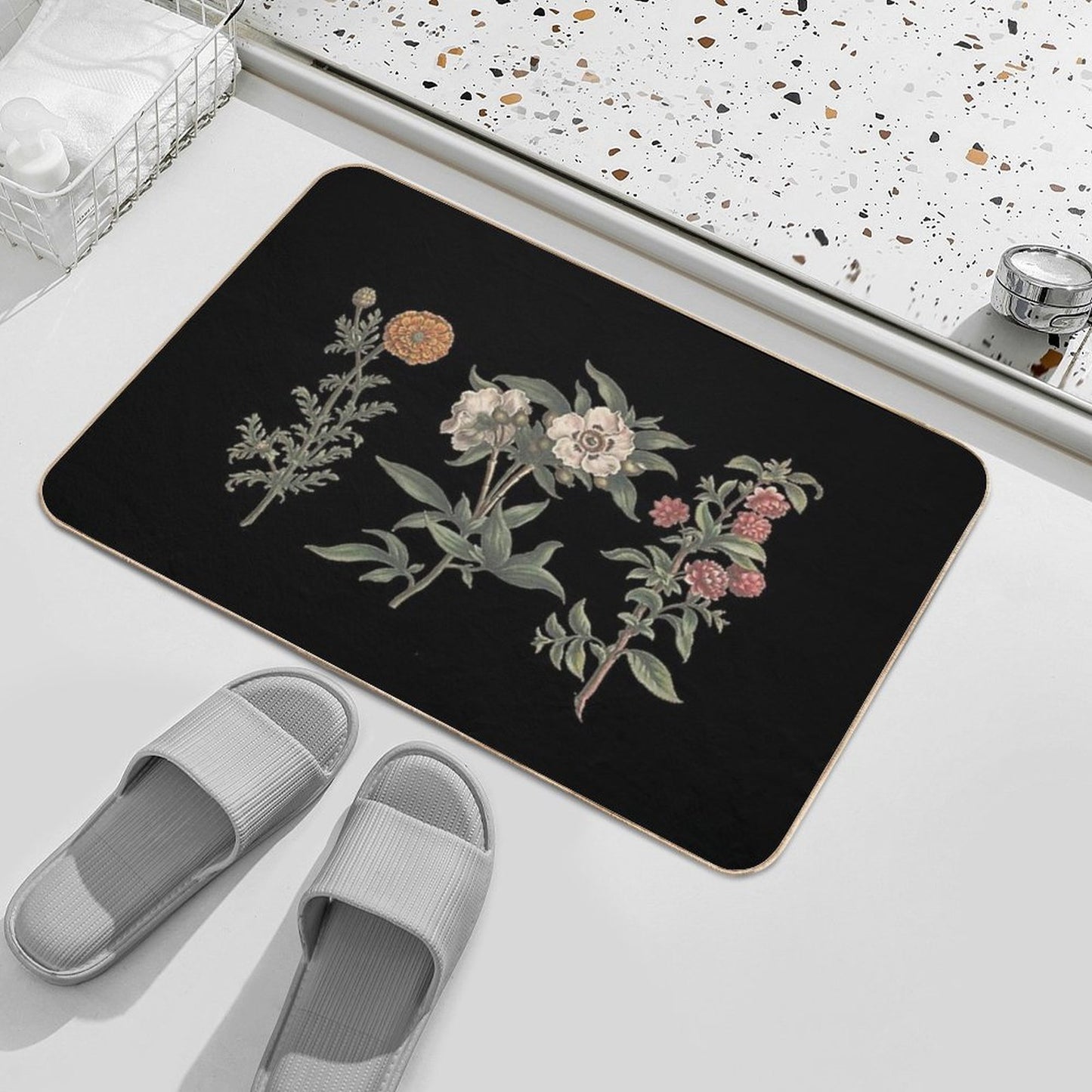 Vintage Flower Chart Easy Maintenance Bath Mat