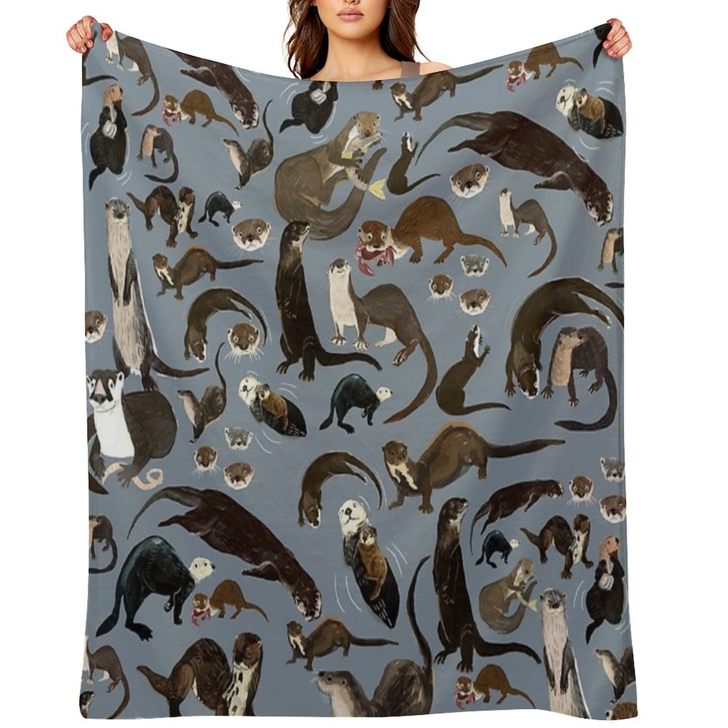 Old World Otters Throw Blanket
