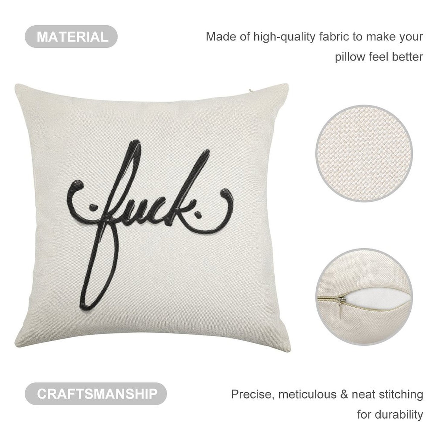Cursive Curse Linen Throw Pillow Cover
