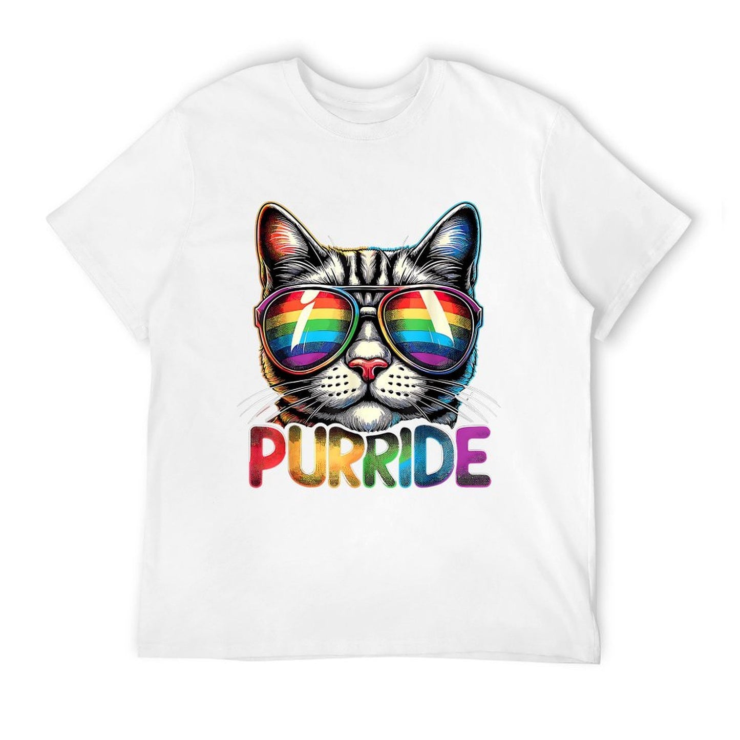 Purride Cat Rainbow Pride Month LGBTQ Ally Men Women Kids Tagless Design T-Shirt