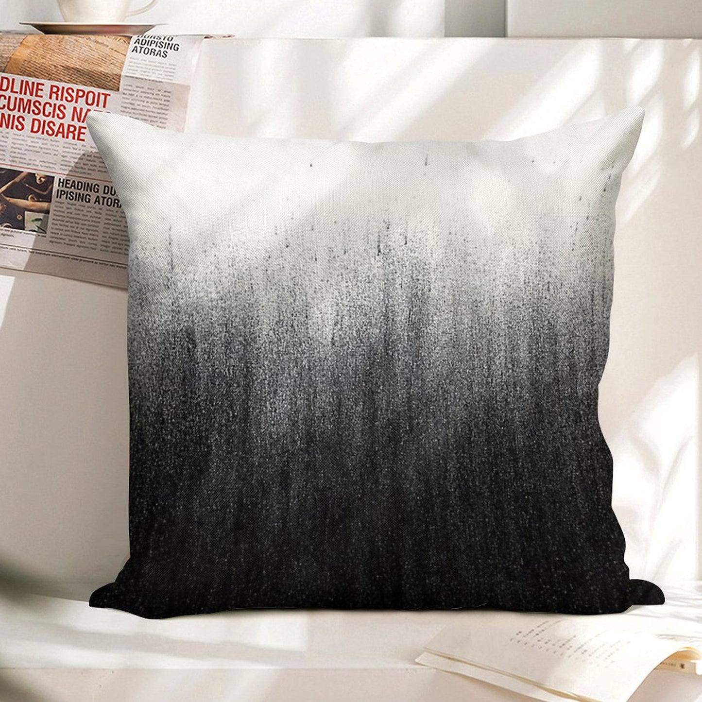 Charcoal Ombré Linen Throw Pillow Cover