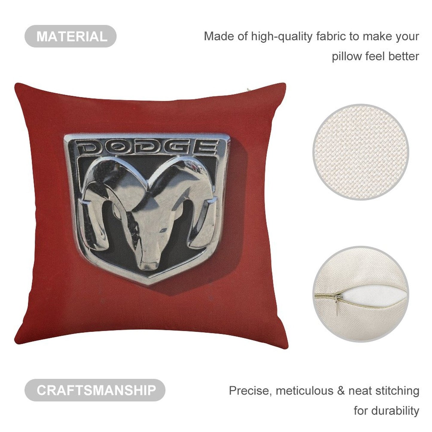 Dodge Logo Linen Throw Pillow Cover