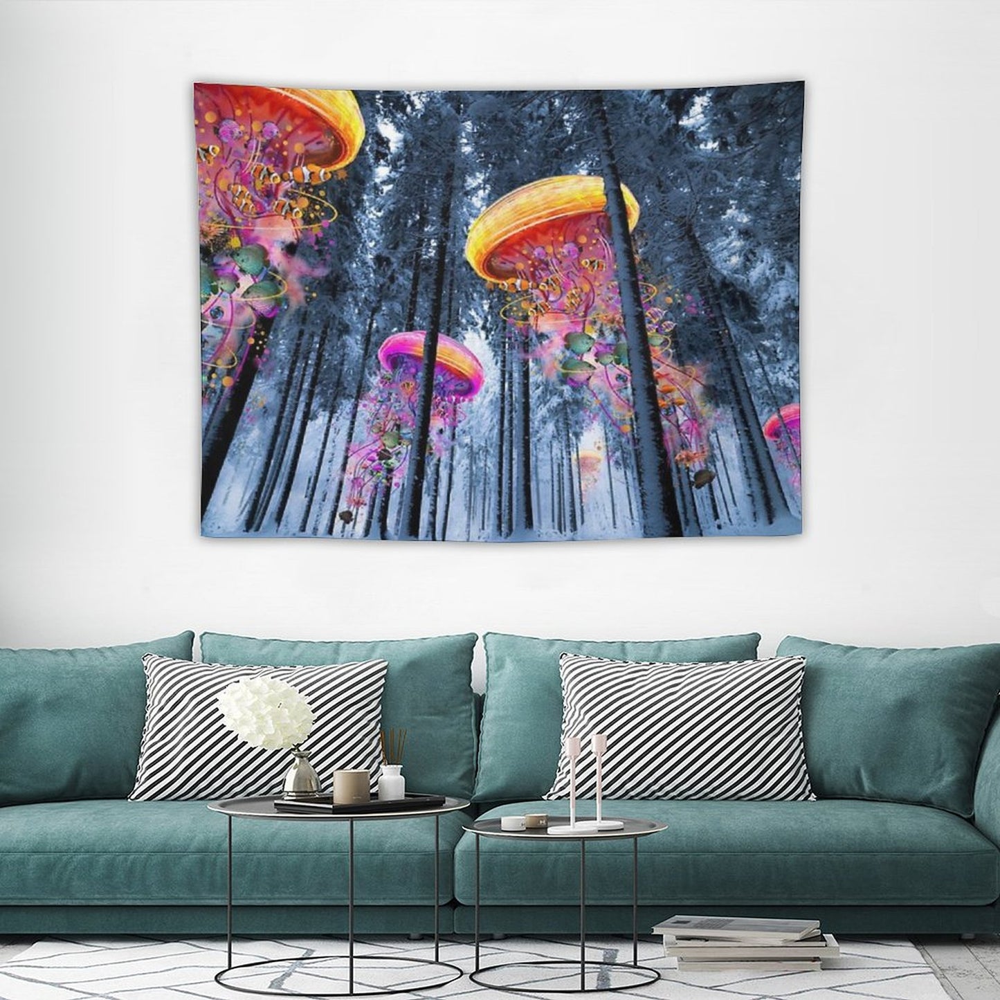 New Winter Forest of Electric Jellyfish Worlds Tapestry
