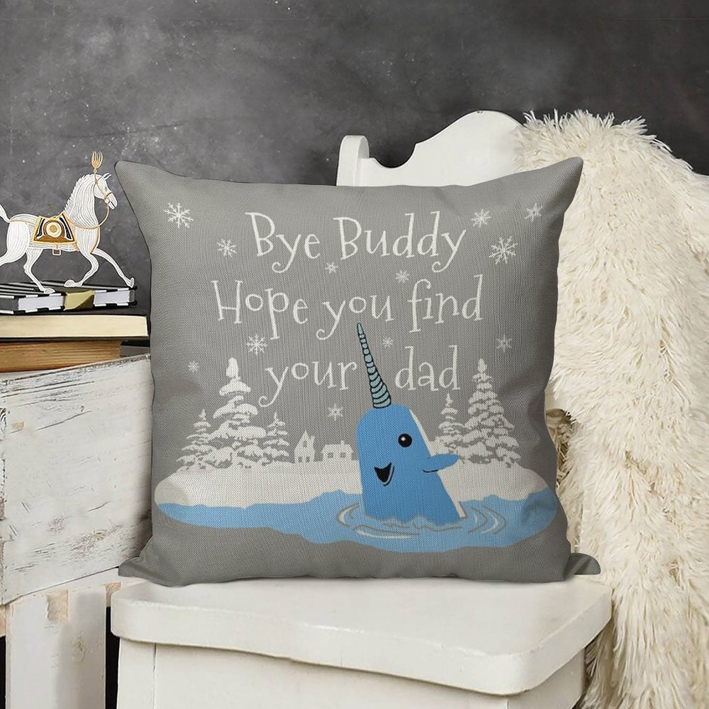 Bye Buddy Hope You Find Your Dad Linen Throw Pillow Cover