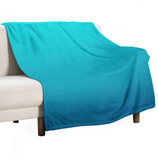 Preppy Summer Beach Teal Blue Turquoise Ombre Throw Blanket