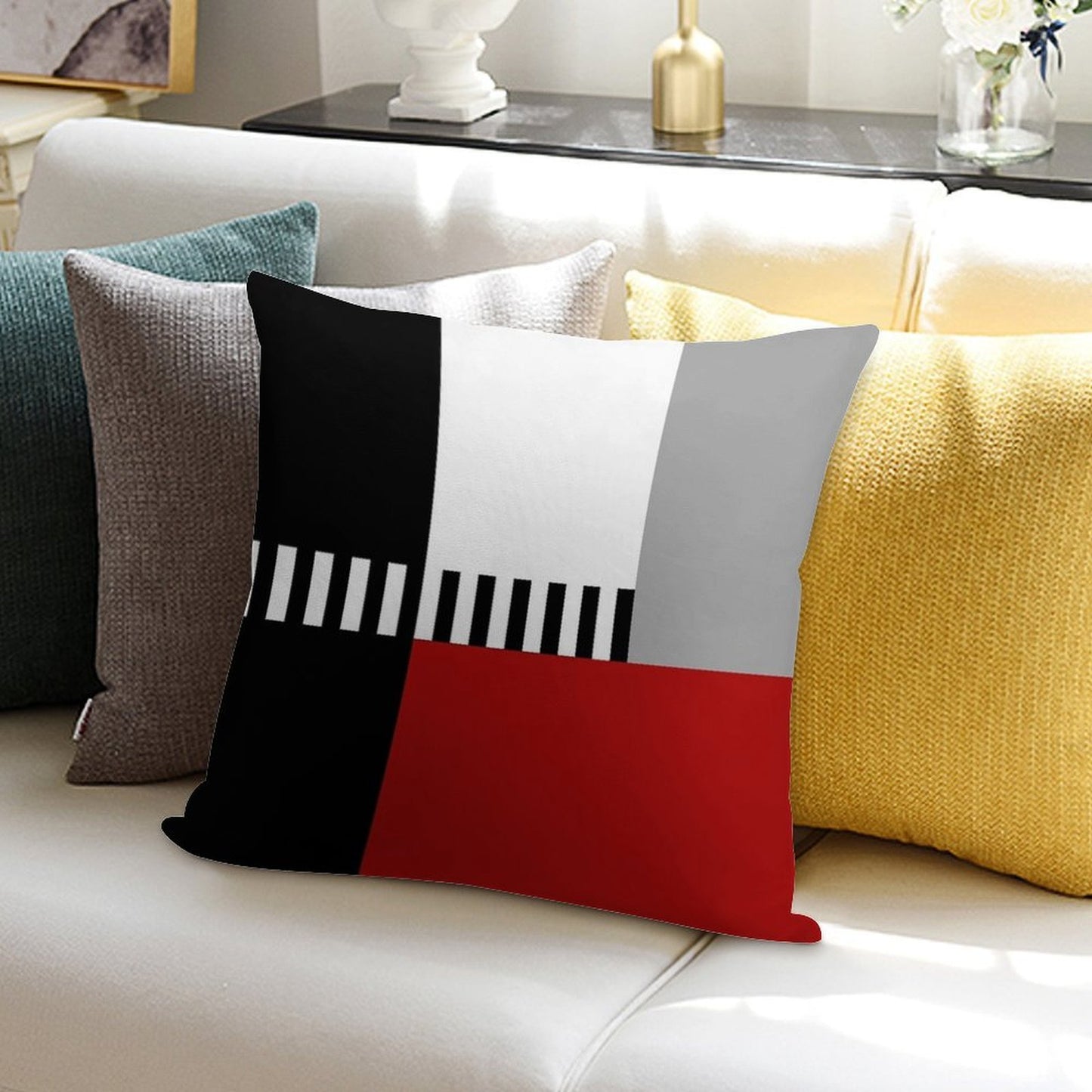 Geometric Pattern Soft Durable Construction Throw Pillow