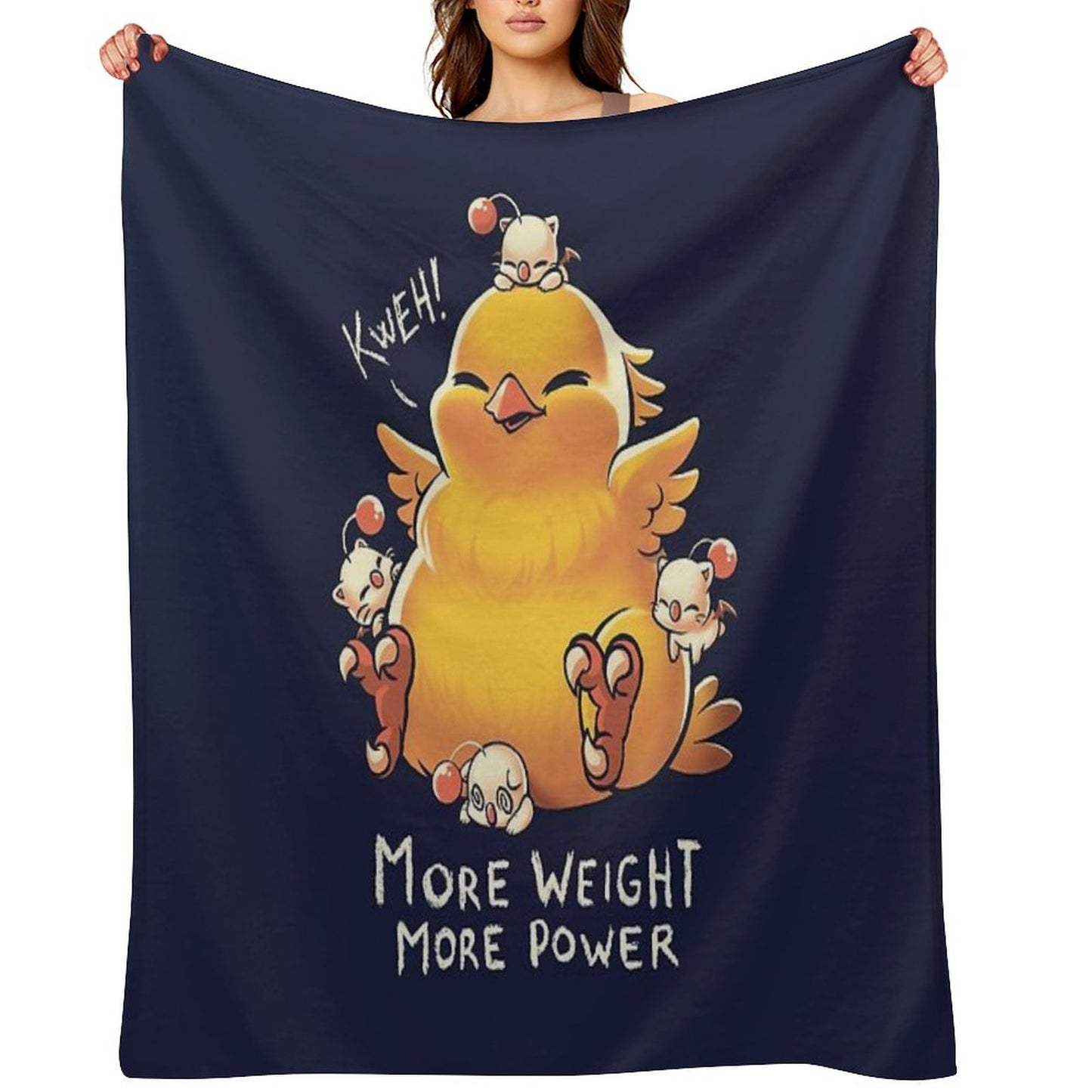 Funny Fat Chocobo - Big Power - Final Fantasy Summon Creature Throw Blanket