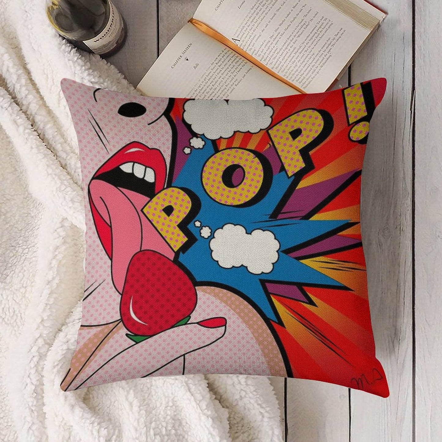 Pop Art Linen Throw Pillow Cover