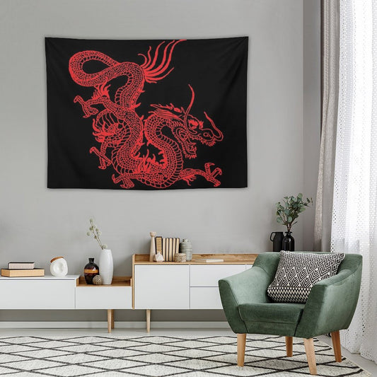 Red Chinese Dragon Tapestry
