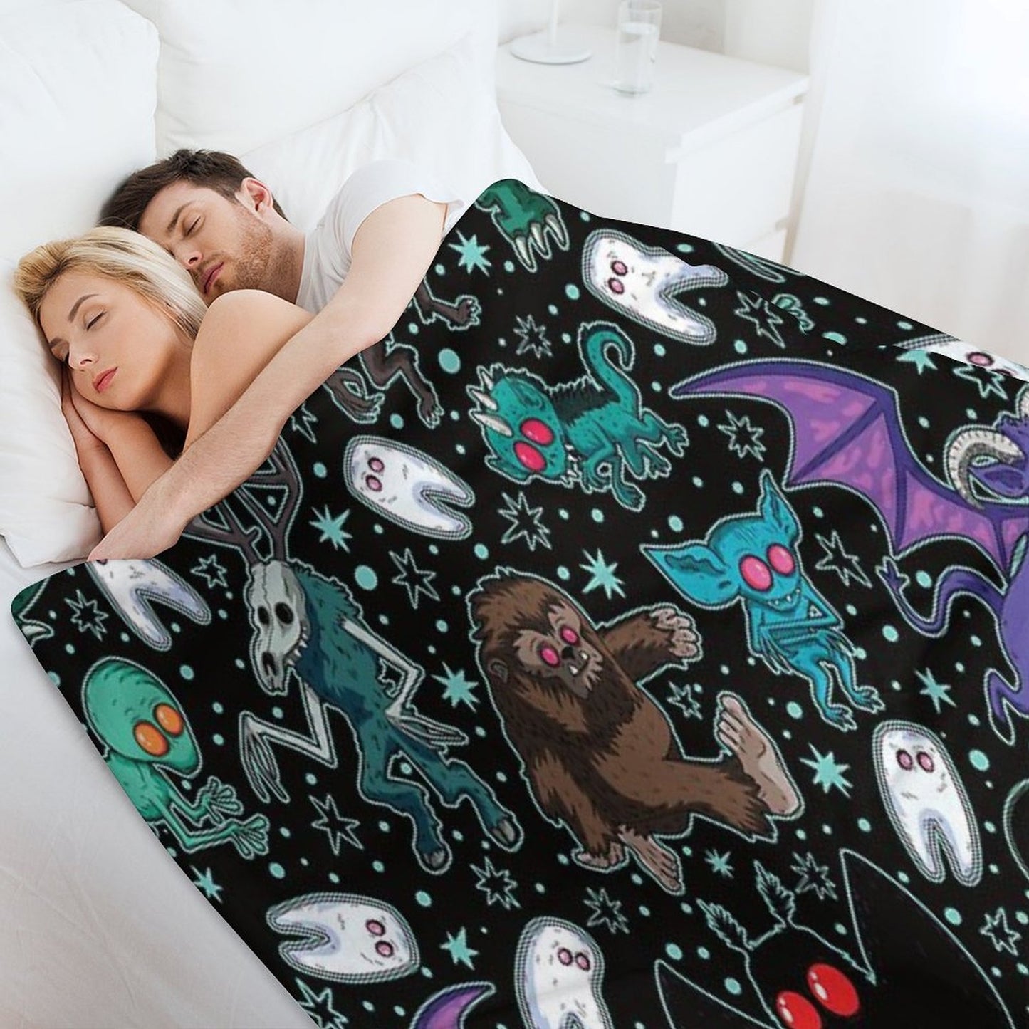 Cryptids Night Black Throw Blanket
