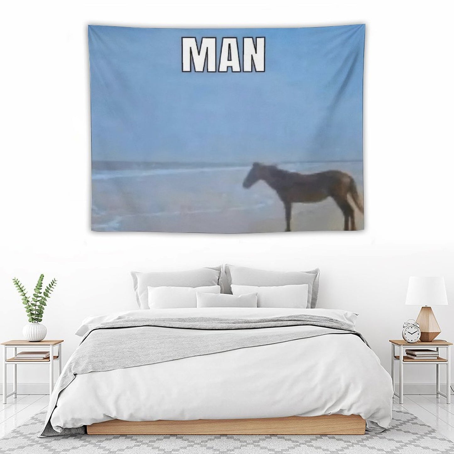 Horse Looking Out to Sea Meme Tapestry