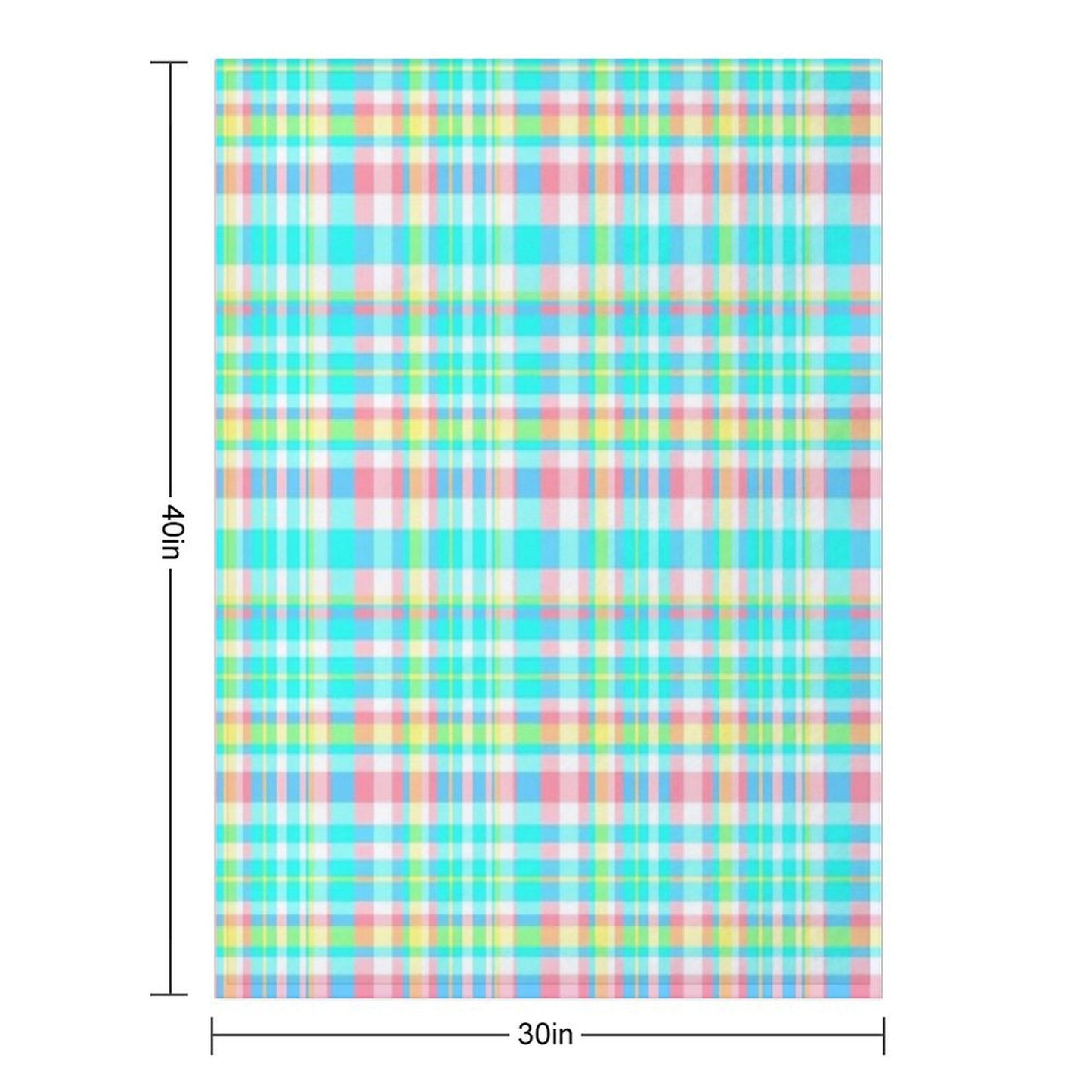 Pastel Aqua Blue Pink Yellow Plaid Spring Preppy Throw Blanket