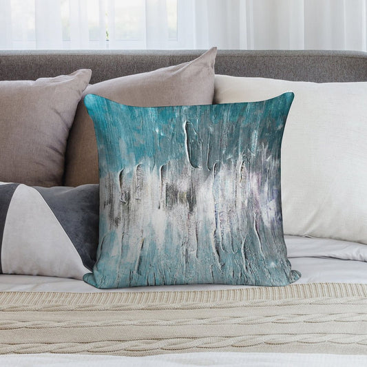 Ocean Teal And Blue Waves Abstract Soft Reinforced Edging Throw Pillow