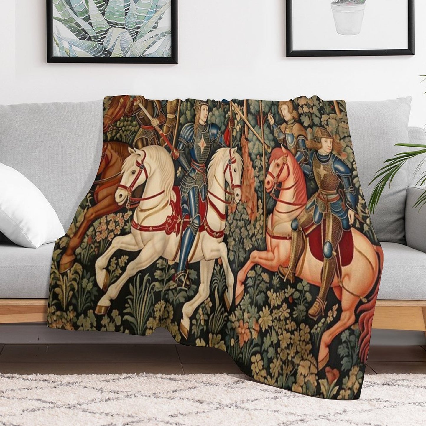 Medieval Knights Jousting Throw Blanket