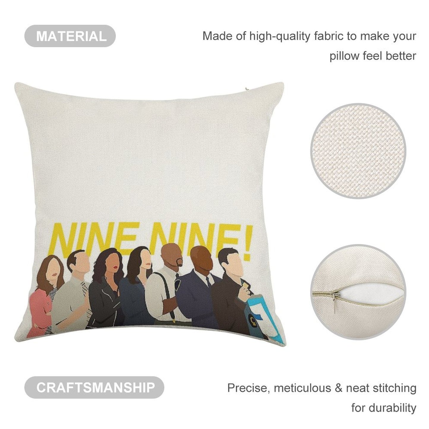 Nine Nine Squad Linen Throw Pillow Cover