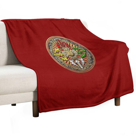 Tibetan Double Dorje Mandala - Double Vajra Throw Blanket