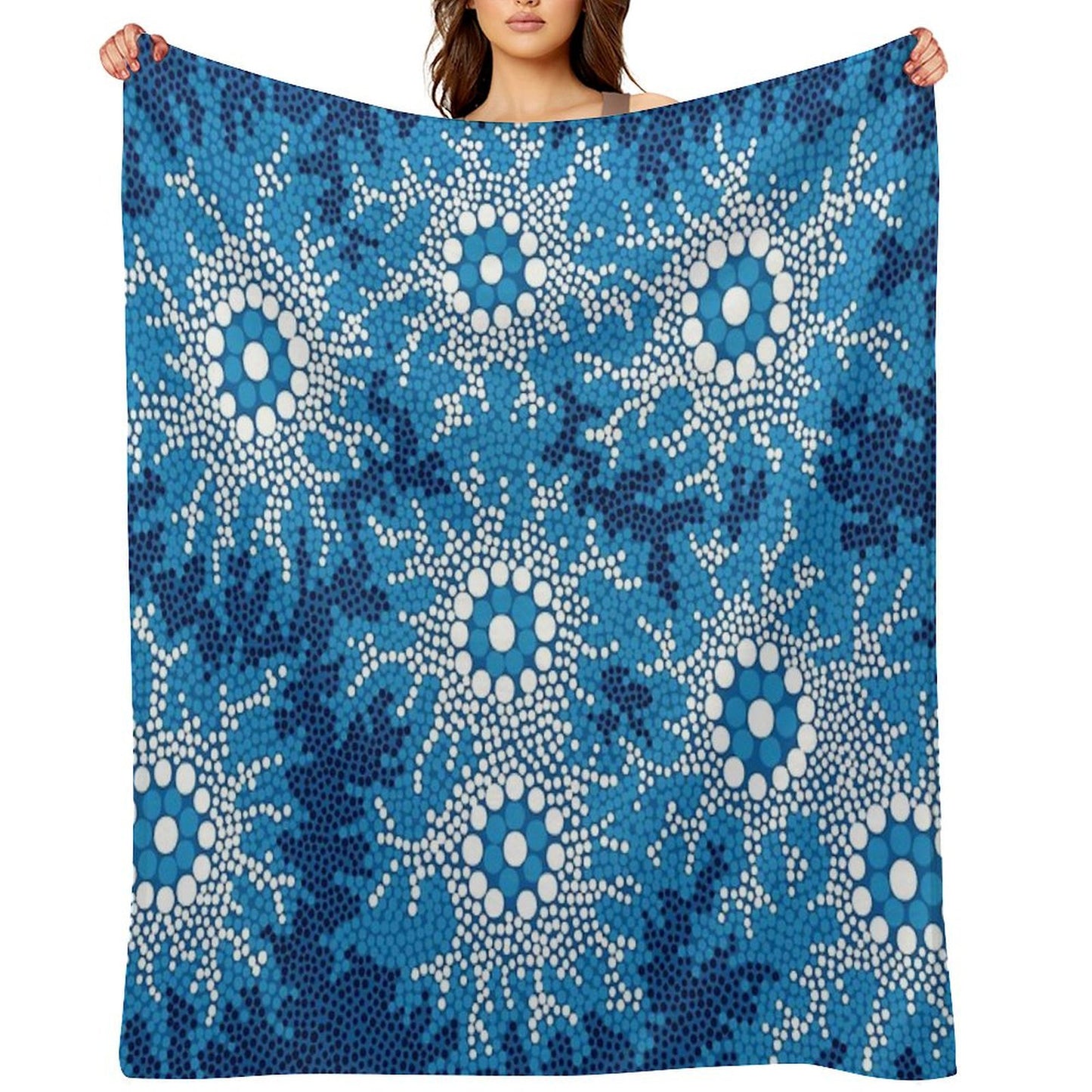 Aboriginal Art Authentic - Waterhole Dreaming Throw Blanket