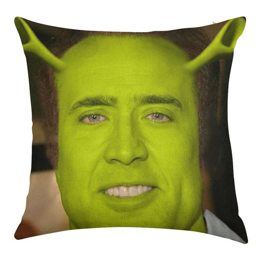 Nicolas CageShrek Linen Throw Pillow Cover