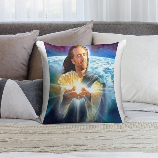 Jesus Cage Soft Skin-Friendly Throw Pillow